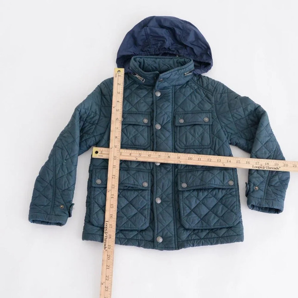 Burberry BRIT Green Zip Up Quilted Puffer Lined Hidden Hoodie Winter Jacket 8Y - Picture 3 of 16